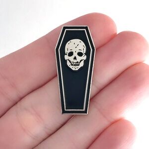 Black Skull Coffin Enamel Pin